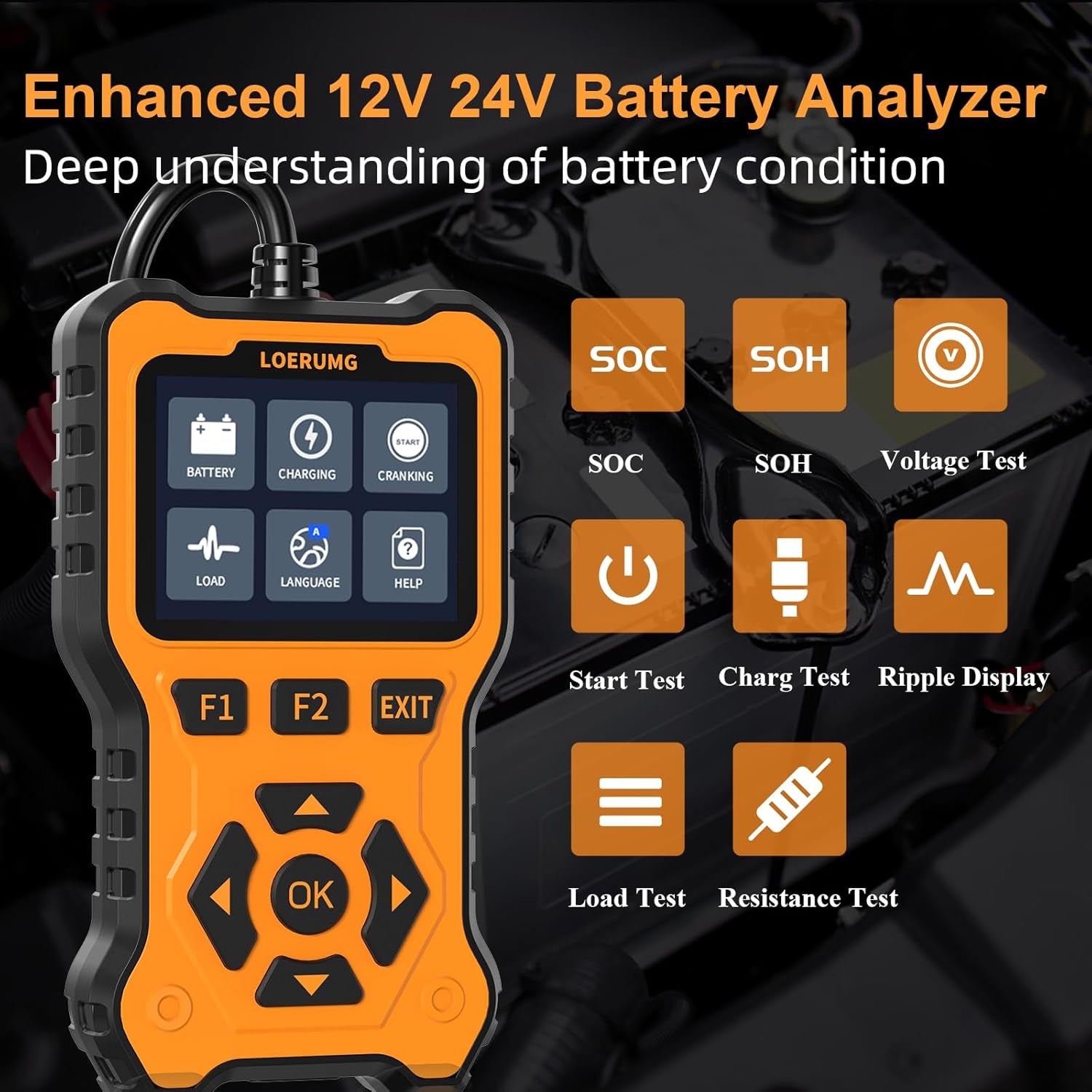 Car Battery Tester 12V 24V Load Tester,100-2000Cca 