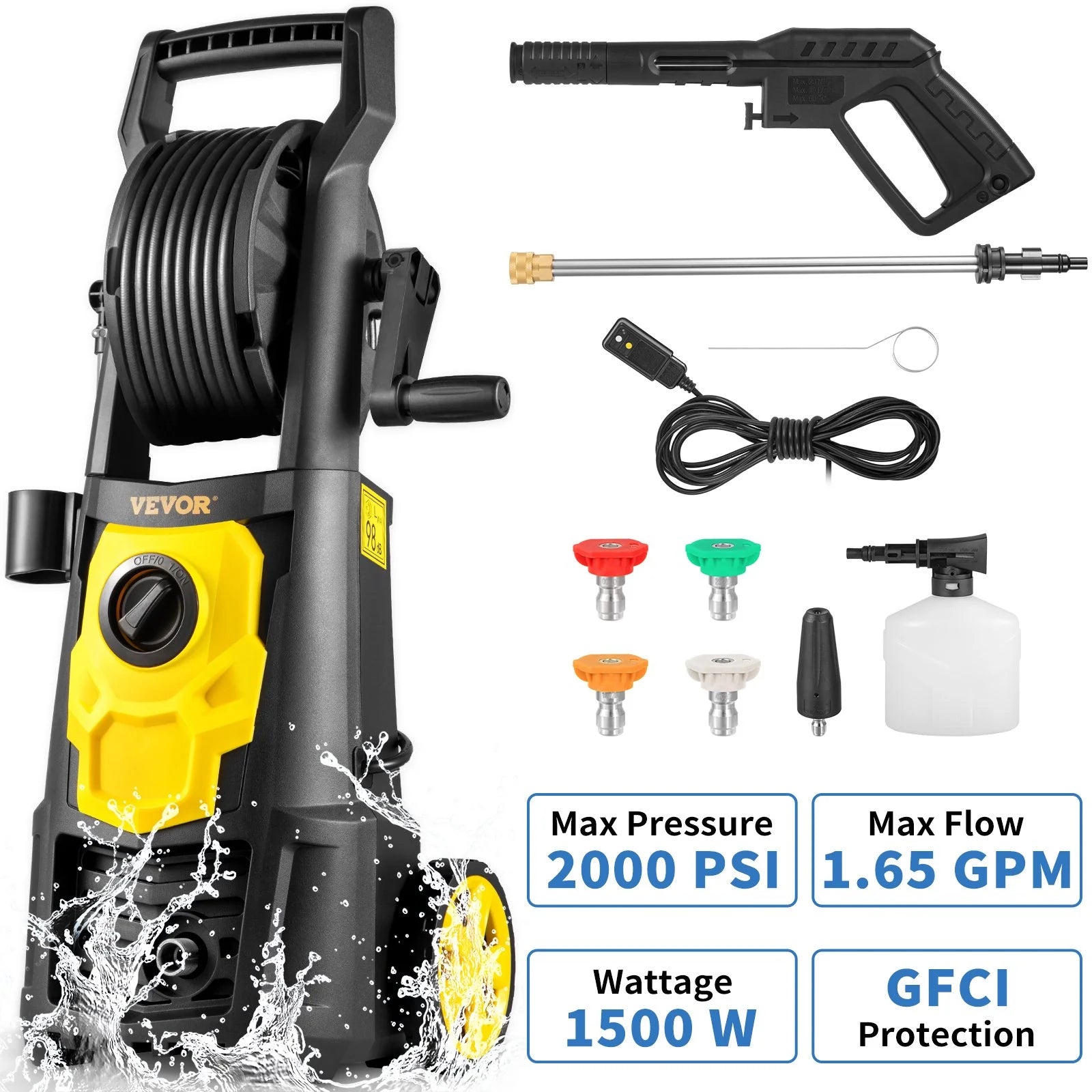 VEVOR Electric Pressure Washer, 2000 PSI