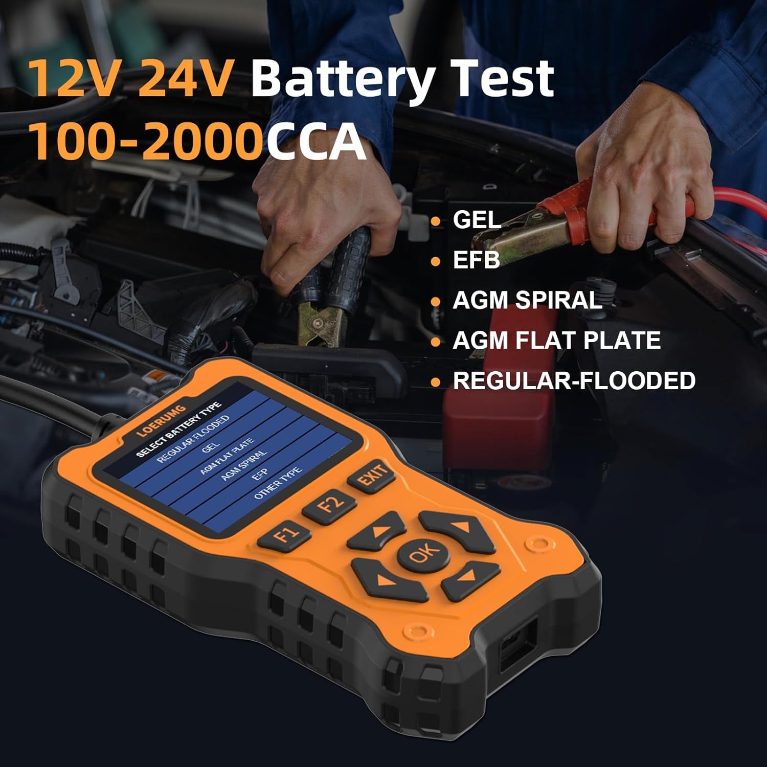 Car Battery Tester 12V 24V Load Tester,100-2000Cca 